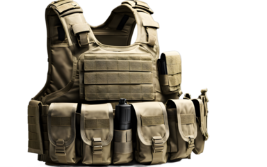Tactical bulletproof vest isolated on a empty plain background