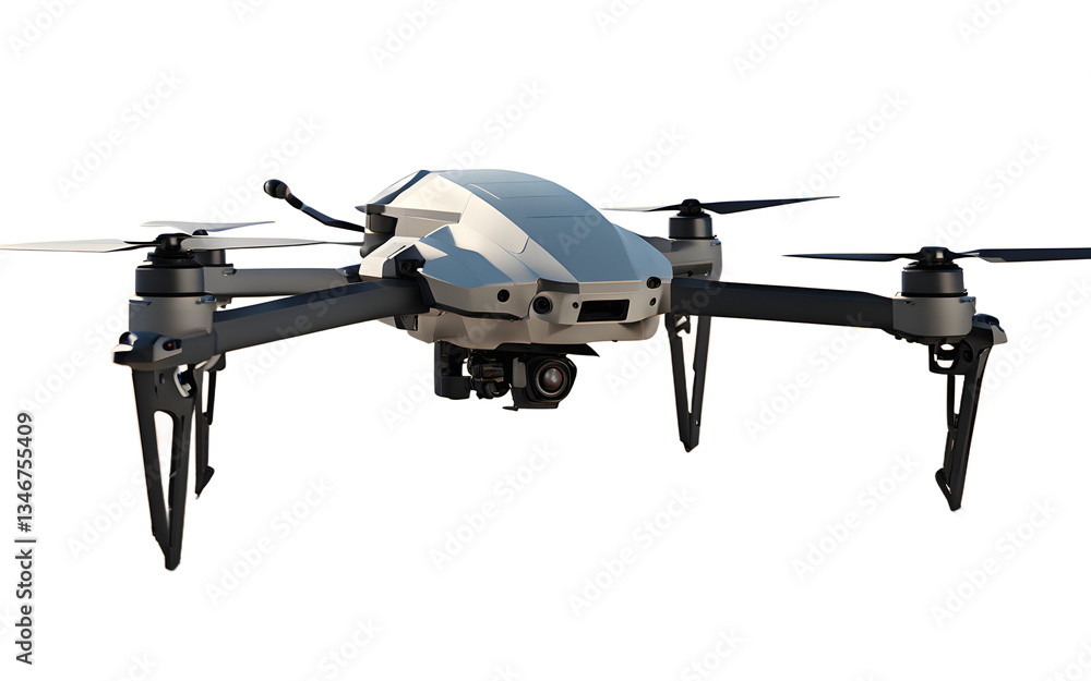 Poster unmanned combat drone isolated on a empty plain background