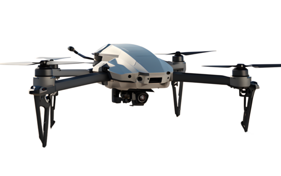 Unmanned combat drone isolated on a empty plain background