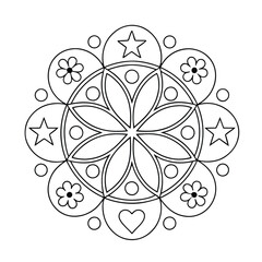 Pattern in the form of a mandala. Henna tattoo mandala. Mehndi style. Decorative pattern in oriental style. Coloring book page.