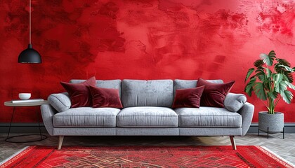 red sofa in a room