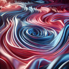 Obraz premium Vivid Abstract Satin Fabric Art: Swirling Red & Blue Elegance