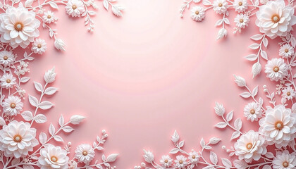 Delicate white floral lace on dusty rose gradient background