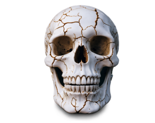 Intricate Cracked Skull Isolated on a Mysterious Ambience Depicting Mortality