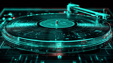 DJ Turntable deck with neon green colors