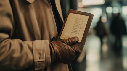 Traveler holding passport and ticket for World Tourism Day, travel security, and airport journey themes