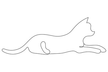 Obraz premium Cat single line and out line vector icon 