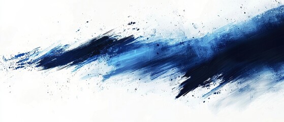 Vibrant blue paint streaks diagonally across a textured white canvas