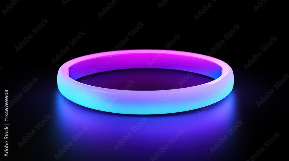 Poster Abstract neon ring on dark surface.  Possible use for design, technology, futuristic concepts