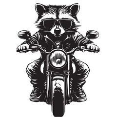 raccoon riding a motorbike © noer