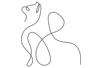 Cat single line and out line vector icon
