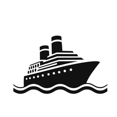 Obraz premium Cruise ship silhouette on ocean waves.