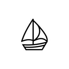Fototapeta premium Sailboat outline icon in black and white.
