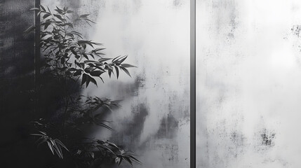 Elegant minimalist monochrome wallpaper background with textured plants modern space artistic environment serene viewpoint