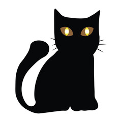 black cat on white background vector