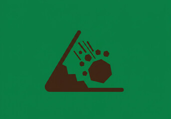 Brown Rockslide Icon on Green Background
