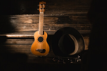guitar on black background