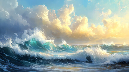 Ocean waves crashing on beach hd wallpaper background serene environment coastal viewpoint nature concept