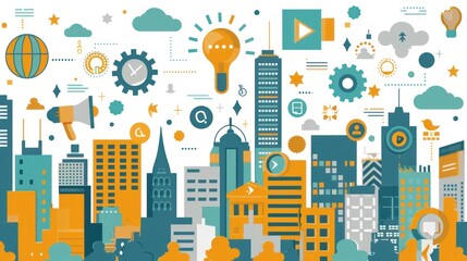 Obraz premium Urban digital marketing strategy graphic