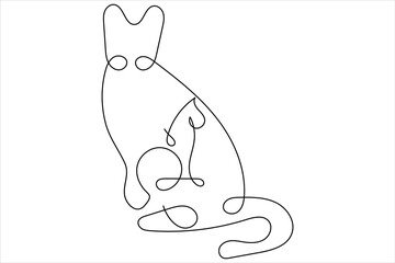 Cat single line and out line vector icon
