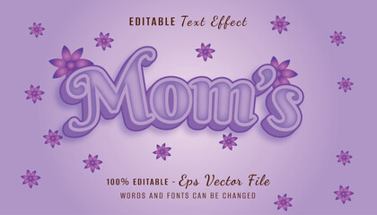mom's 3d text effect design with flower background