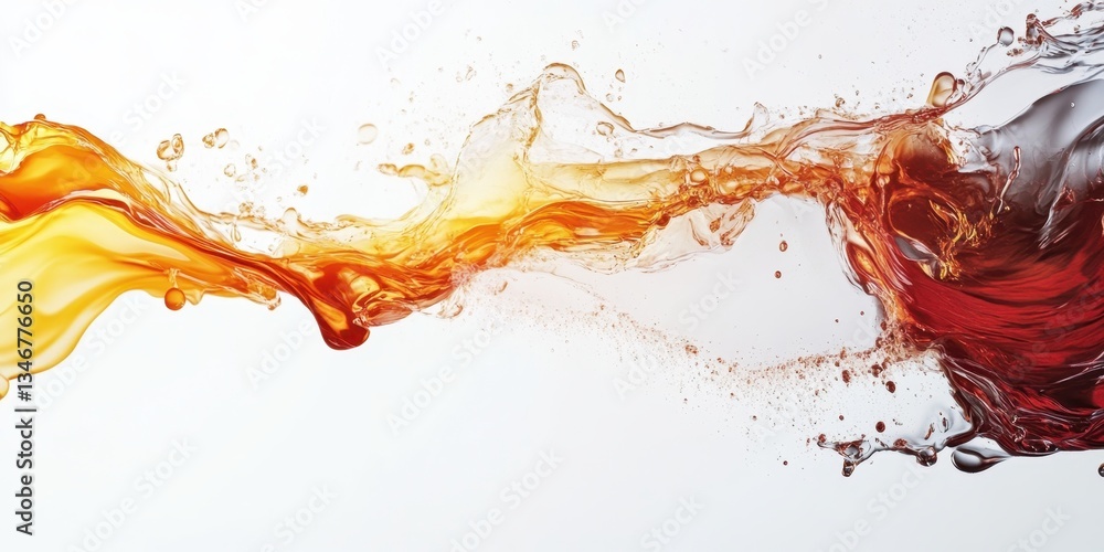Poster liquid fusion: dynamic collision of vibrant liquid splashes. this visually stunning image captures t