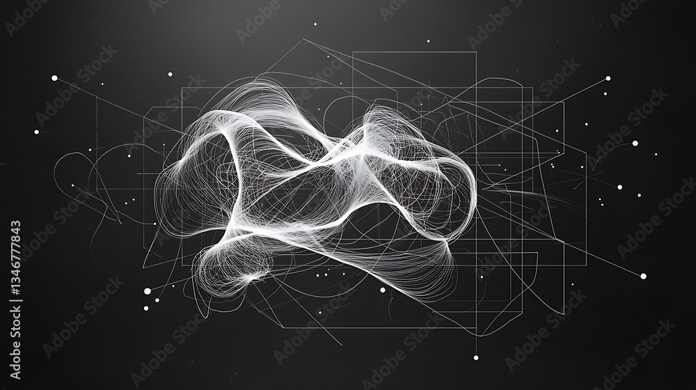 Poster Abstract digital art with dynamic flowing forms