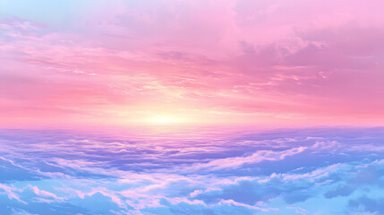 Obraz premium Soft pastel sunset over an endless ocean wallpaper background tranquil seascape digital art serene vibe wide viewpoint