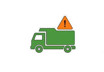 Naklejka premium Green Delivery Truck with Orange Warning Triangle