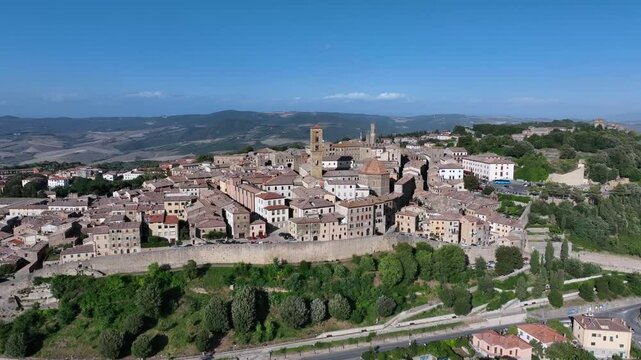 Aerial view of the ancient village of Volterra, Tuscany, Italy