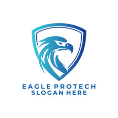 Eagle Shield protection logo design vector template