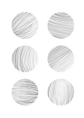 흰색 배경에 손으로 그린 원형 패턴. 