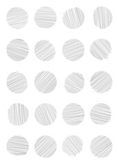 흰색 배경에 손으로 그린 원형 패턴. 