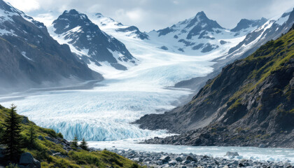Majestic Alaskan Glacier: A Breathtaking View of Nature's Frozen Wonder