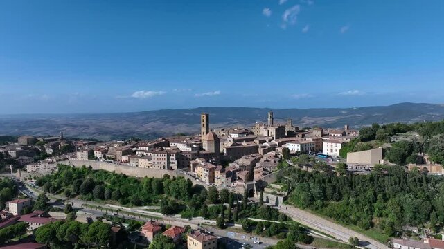 Aerial view of the ancient village of Volterra, Tuscany, Italy