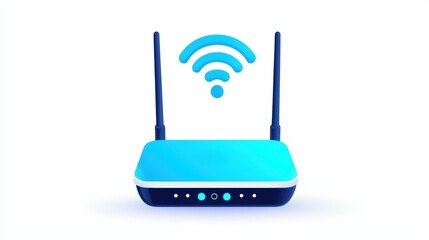 Modern wireless router with signal waves, symbolizing internet connectivity and technology.