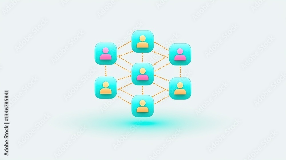 Poster visual representation of a network of user profiles connected by lines, illustrating social interact