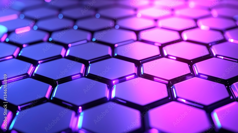 Aufkleber abstract close-up of a hexagonal pattern with vibrant purple and blue hues, creating a modern, tech-