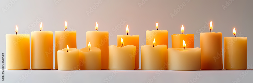 Poster warmth and serenity: a collection of lit candles casting a gentle glow, perfect for creating a calmi