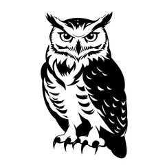 Obraz premium Majestic Owl for Black and White Illustration.