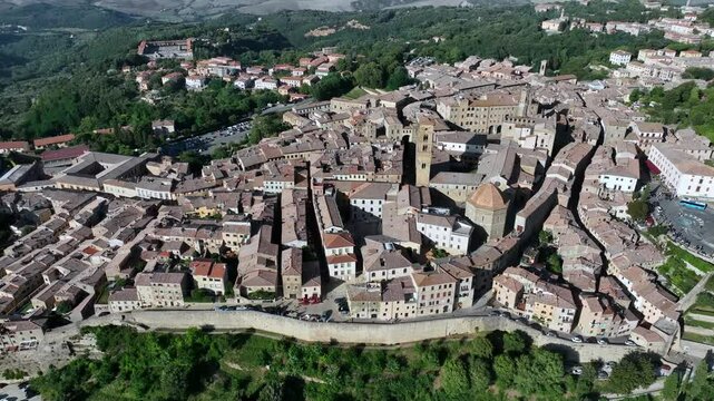 Aerial view of the ancient village of Volterra, Tuscany, Italy