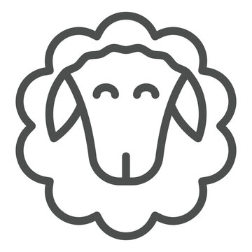 recommend clip art: Sheep face line icon, wild life concept. Vector graphics. Animal head with wool sign on white background, outline style icon for mobile or web design.