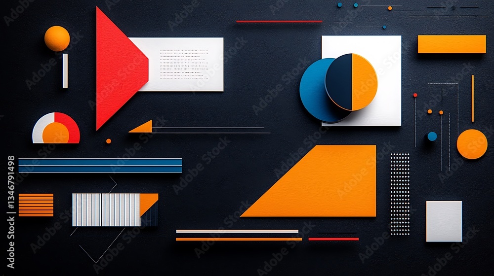 Aufkleber abstract geometric shapes composition on dark background