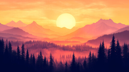 Obraz premium beautiful sunset in the mountains