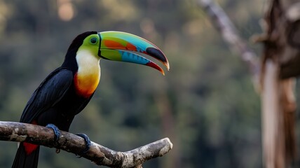 Obraz premium Toucan Perched on a Branch with Vibrant Beak