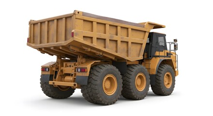 Heavy Duty Dump Truck Construction Vehicle Machinery on White Background