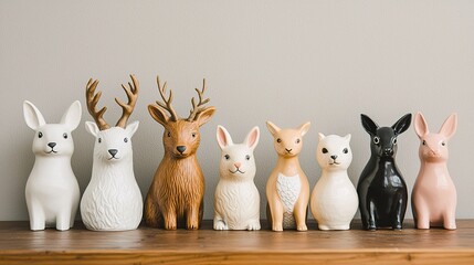 Artistic boho animal figurines showcase home decor eclectic style living room contemporary vibe