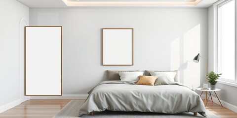 Empty 20x30 Frame Mockup in a Modern Bedroom