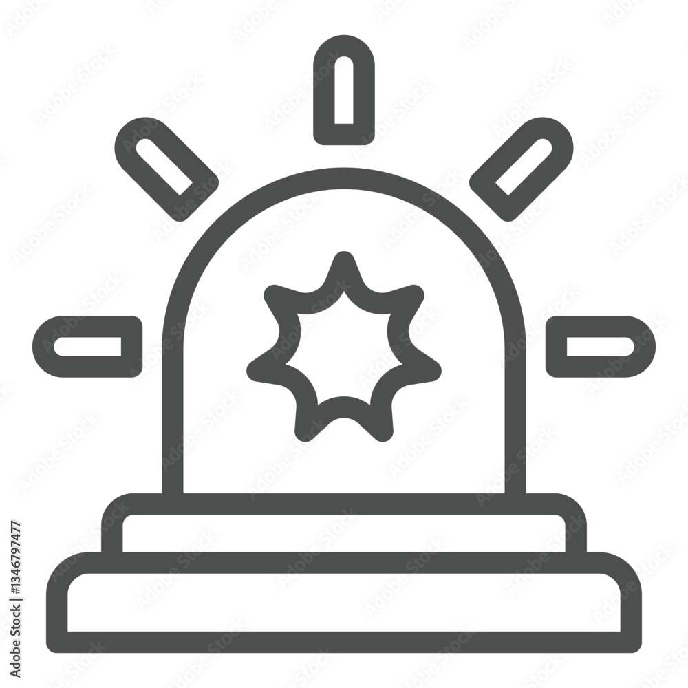 Poster siren flasher line icon, hacker attacks concept. vector graphics. danger alarm lightbulb lamp, secur