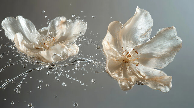 Exalting the harmonious dance between raindrops and the delicate intricacies of a blossom, this spectacle unveils an ethereal